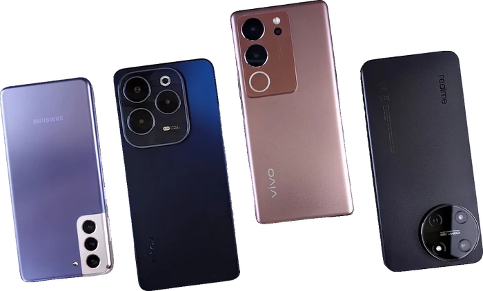 Cuatro smartphones de distintas marcas