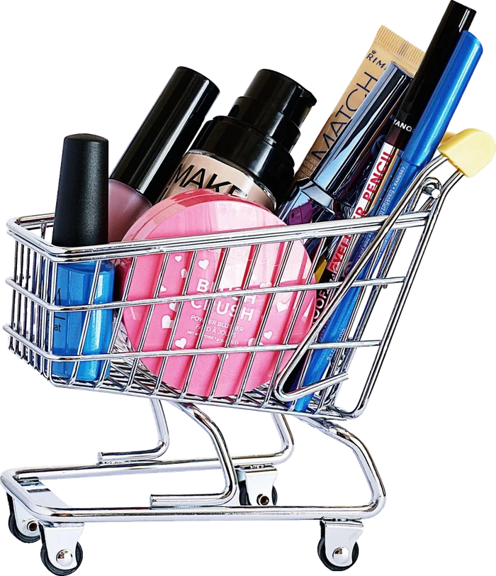 Carrito de compras lleno de productos